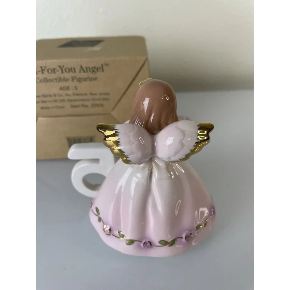 Russ Berrie Co Just for You 5th Birthday Ceramic Angel holding Flowers, Gift